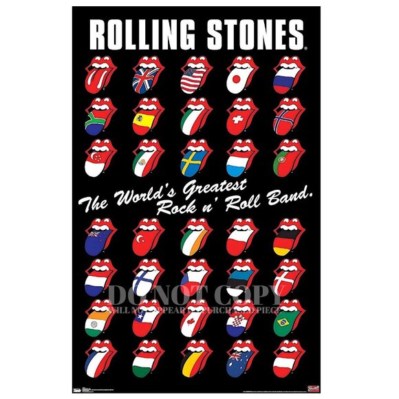 The Rolling Stones Poster 11 X 17 | Iconic Tongue | Countries | RARE Art Print - Picture 1 of 2